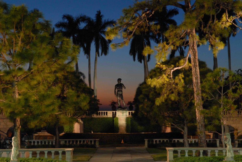 A replica of the Statue of David looms above the beautiful sculpture garden courtyard at The Ringling Museum.