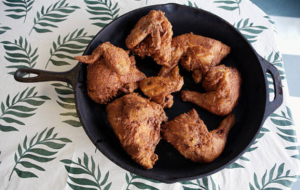 Photo of pan-fried chicken for Super Bowl party.