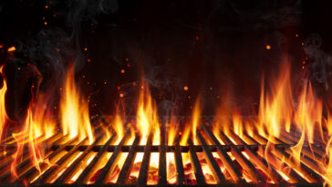 barbecue grill with fire for summer recipes