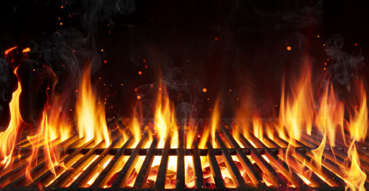 barbecue grill with fire for summer recipes