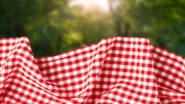 Picnic blanket displayed outside