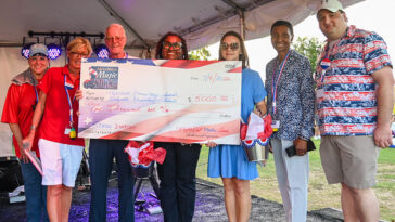 photo of check presentation at musicworks event