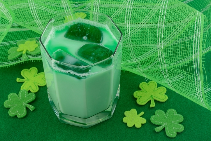 Saint Patrick's Day mocktails with green holiday decorations