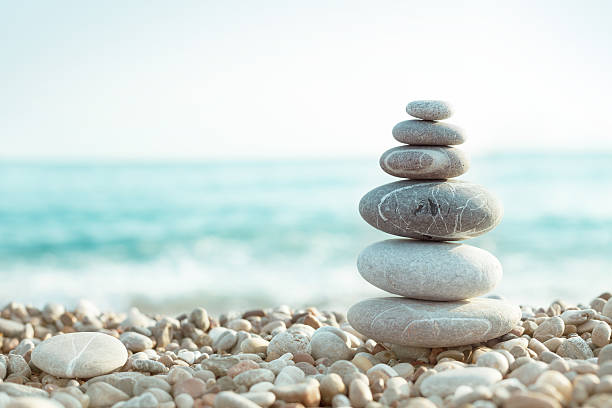 gettys image stones stacked on one another at beach