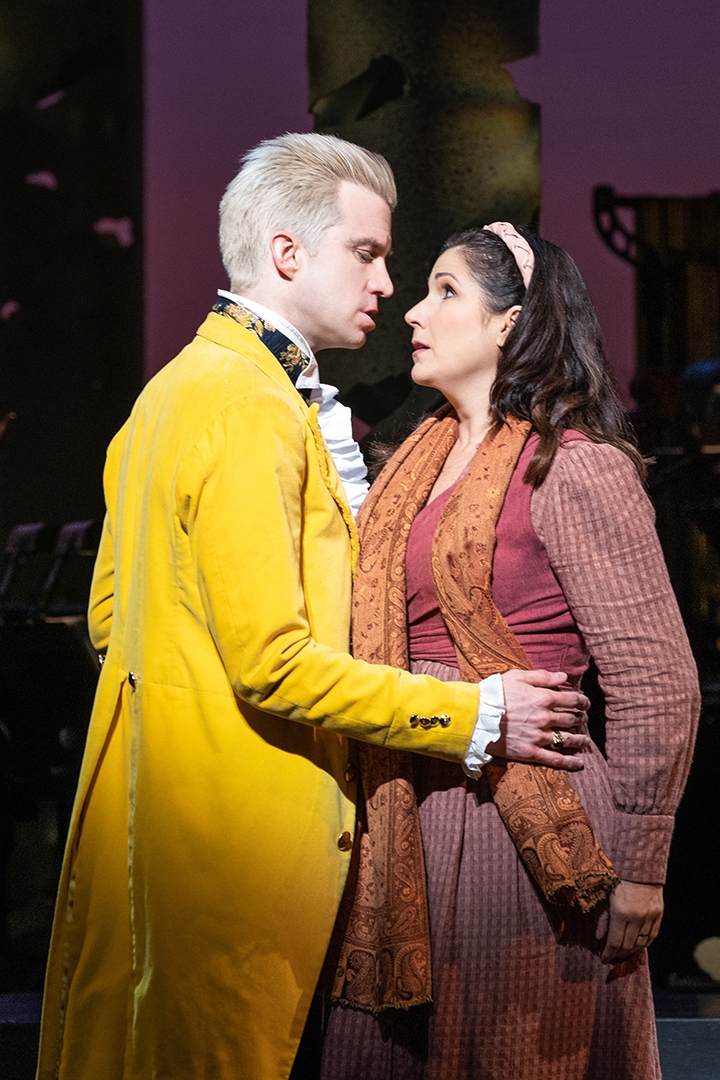 Photo of Gavin Creel and Stephanie J. Block performing in Into the Woods, composed by Stephen Sondheim. 