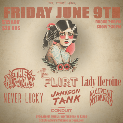 Flyer of the June 9 live music event featuring six local bands hosted by 152 Productions.