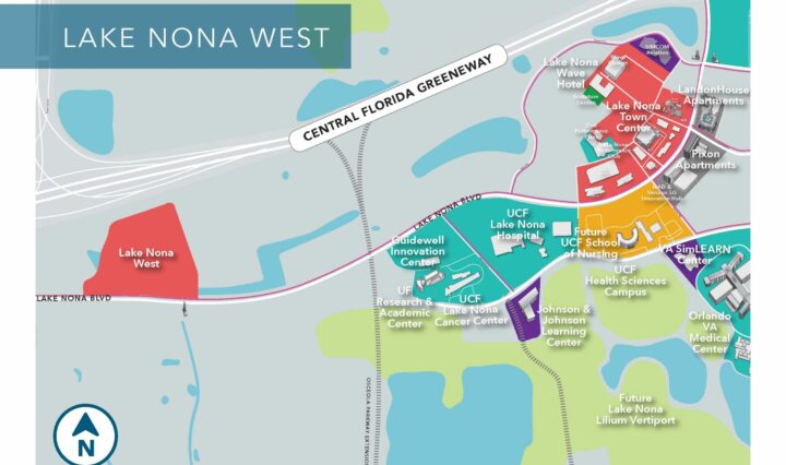 Map of Lake Nona West shopping center in Lake Nona