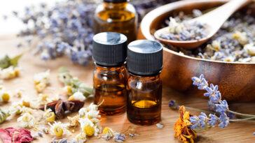 dried herbs with essential oils using lavender and chamomile