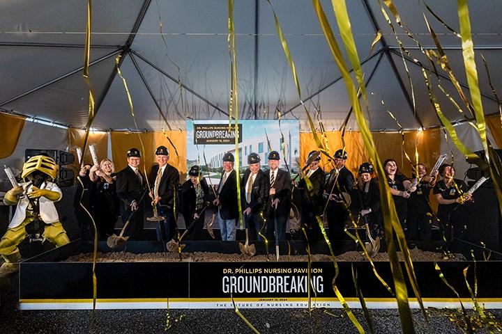 A shot of the groundbreaking faestivities for UCF's nursing pavilion.