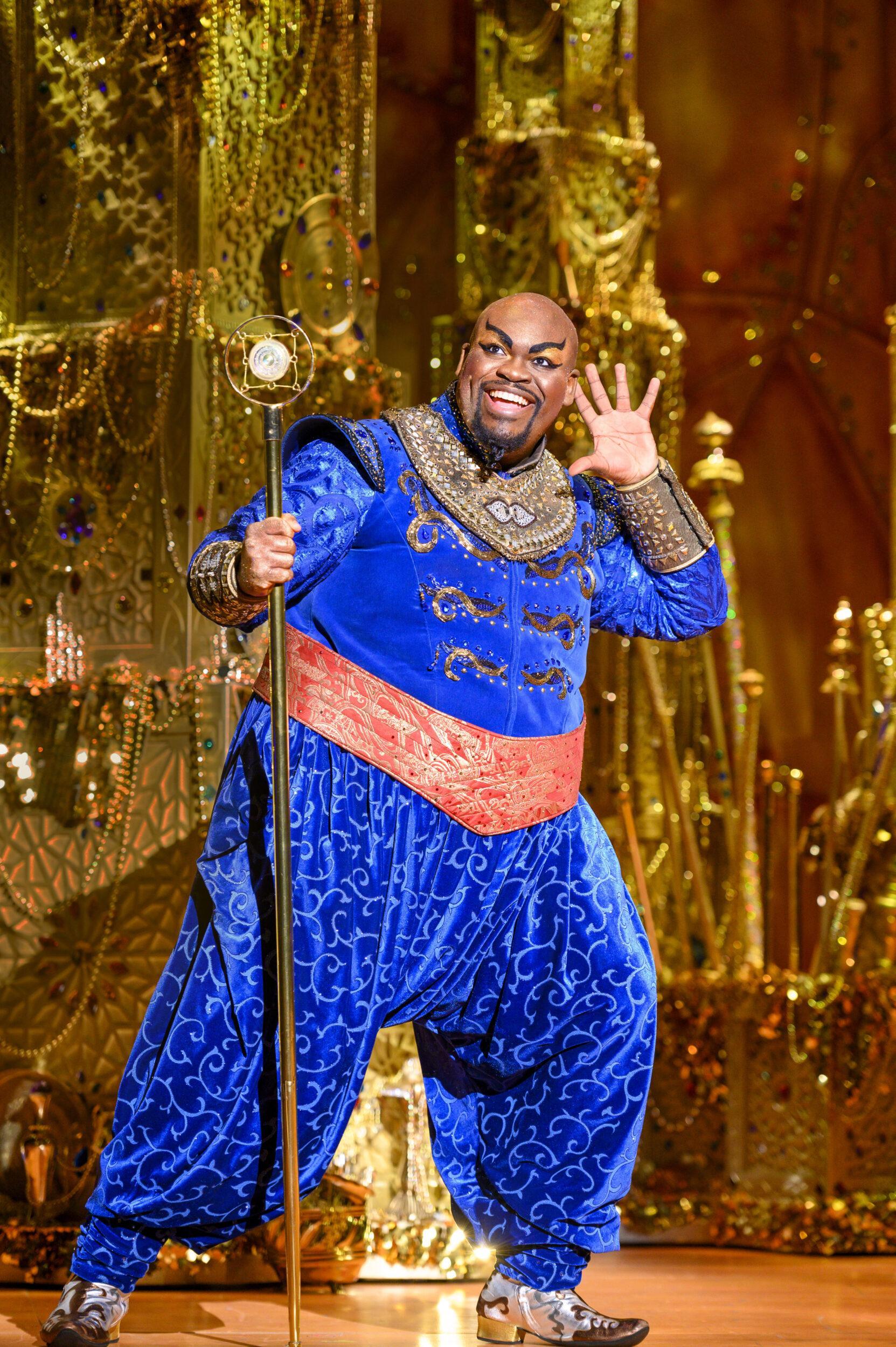 Marcus Martin performing as Genie in National Tour of Aladdin.