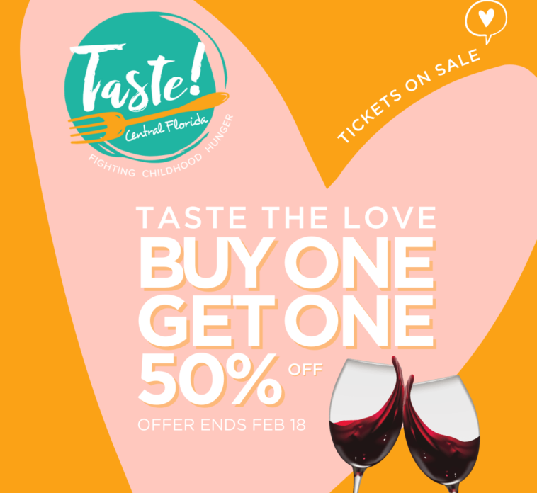 Flyer for Taste! Central Florida BOGO Valentine's deal.